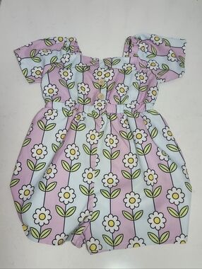 Floral Pastel Baby Romper in Pink & Light Blue 18-24